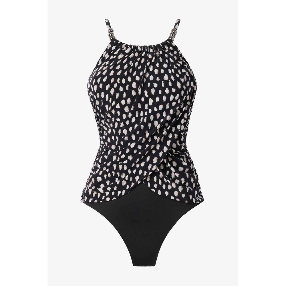 Magicsuit Pebbles Lisa One Piece Swimsuit Black White Womens 14 Slimming NEW